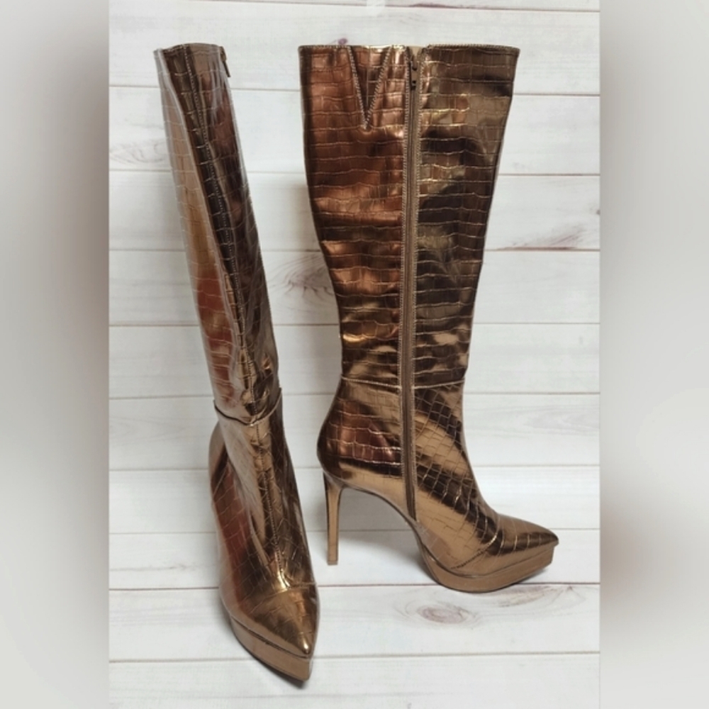 Thalia Sodi Womens Jessy Embossed Stiletto Knee-High Boots Size 9 -  New
